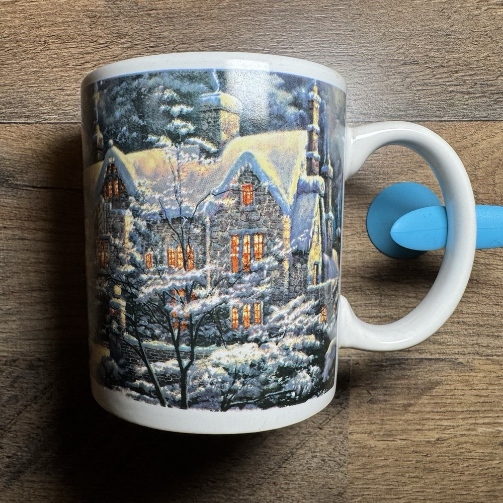 Thomas Kinkade Holiday At Spring Gate 2008 Coffee Mug DesignPac Holiday Christma